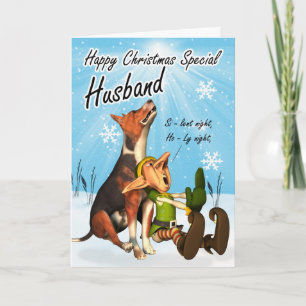 Festividades cartão de natal do marido de cão silencioso