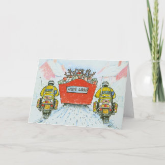 Festividades Cartão de Natal do Oficial de Polícia (motociclist