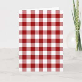 Festividades Cartão de Natal do Padrão de Gingham Vermelho e Br