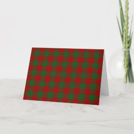 Festividades Cartão de Natal do Padrão de Gingham Vermelho e Ve