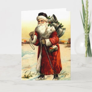 Festividades Cartão de Natal do pai do vintage de Papai Noel