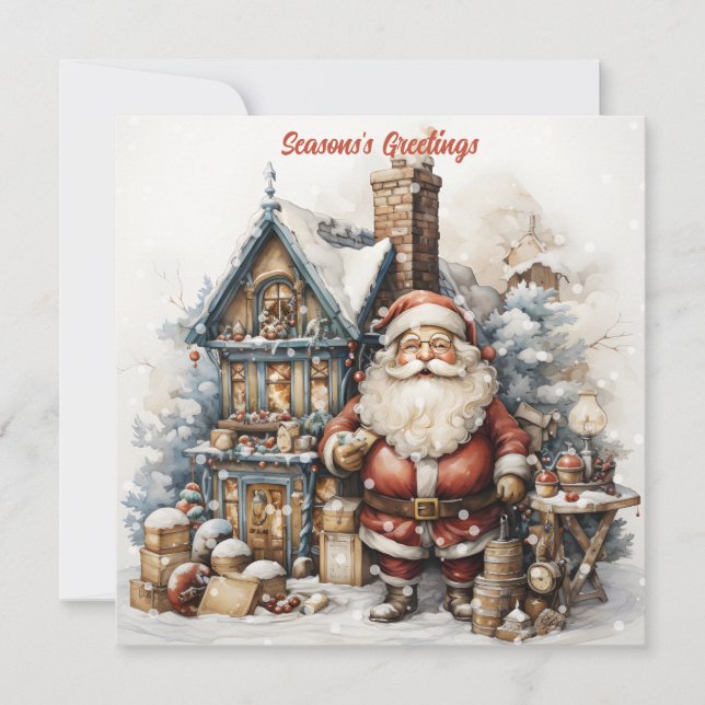 Festividades Cartão de Natal do Papai Noel Antigo (Frente)
