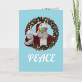 Festividades Cartão de Natal do Papai Noel da Paz Divertido