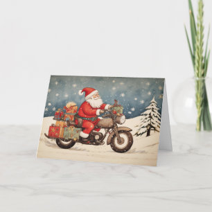 Festividades Cartão de Natal do Papai Noel de Moto