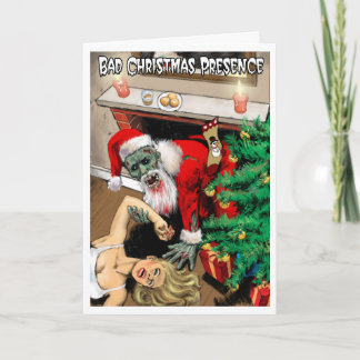 Festividades Cartão de Natal do papai noel do zombi
