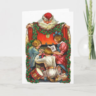 Festividades Cartão de Natal do papai noel e das crianças do
