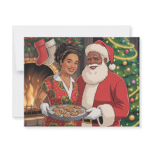 Cartão de Natal do Papai Noel Preto & da Sra. Clau