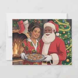Festividades Cartão de Natal do Papai Noel Preto & da Sra. Clau