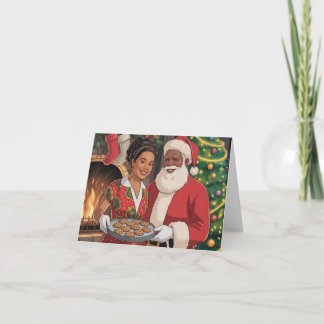 Festividades Cartão de Natal do Papai Noel Preto e da Sra. Clau