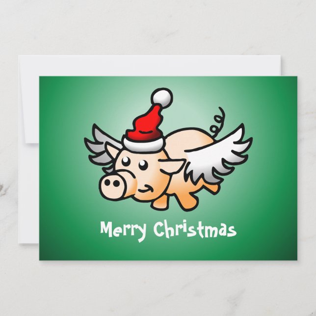 Festividades Cartão de Natal do Porco Voador (Frente)