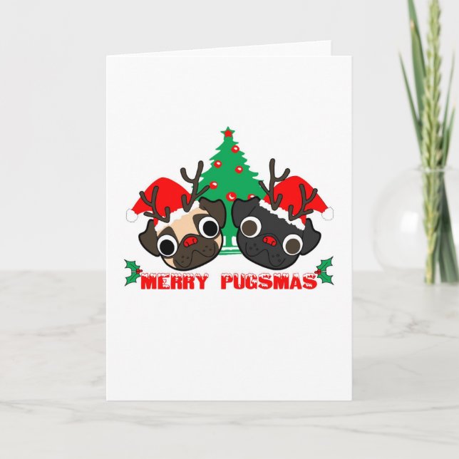 Festividades Cartão de Natal do Pug (Frente)