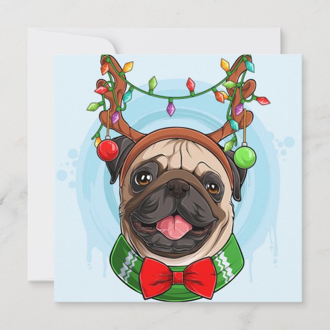 Festividades Cartão de Natal do Pug (Frente)