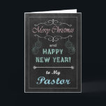 Festividades Cartão de Natal do quadro para o pastor<br><div class="desc">Cartão de Natal na moda do quadro para seu pastor. Caracteriza um quadro,  um texto do giz e uns ornamento. (O cartão não é um quadro real nem não o risca aparece somente essa maneira.) Projete cartões dos sentimentos de ©2013 Kreative pela xerez Harris</div>