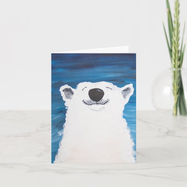 Festividades Cartão de Natal do Sorriso do Urso Polar (Frente)
