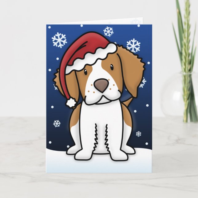 Festividades Cartão de Natal do Spaniel de Kawaii Brittany (Frente)