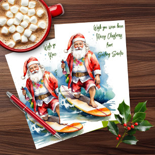 Festividades Cartão de Natal do Surfista Santa Flat