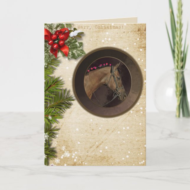Festividades Cartão de Natal do Tema Horso & Envelope; Personal (Frente)