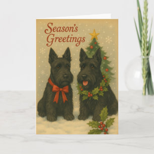 Festividades Cartão de Natal do Terrier Escocês