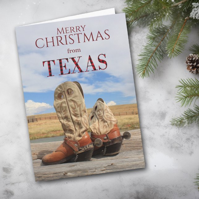 Festividades Cartão de Natal do Texas Cowboy Boot (Criador carregado)