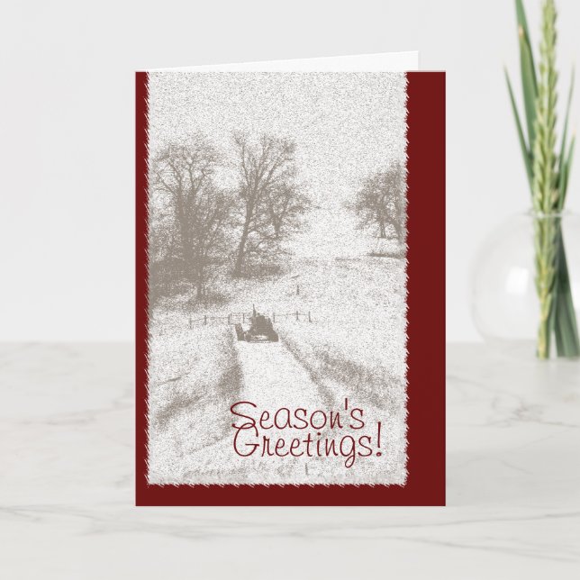 Festividades Cartão de Natal do Trator de fazenda (Frente)