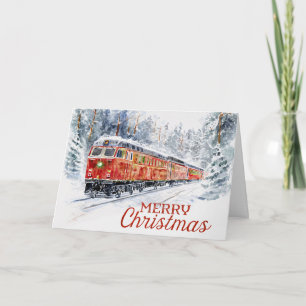 Festividades Cartão de Natal do Trem de Férias Através de Flore