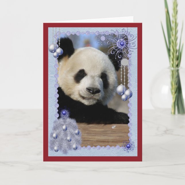 Festividades Cartão de Natal do urso de panda gigante (Frente)