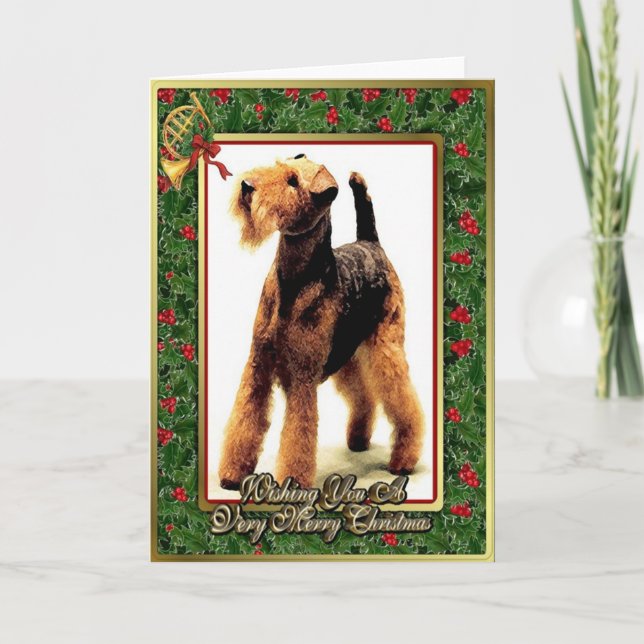 Festividades Cartão de Natal do vazio do cão de Airedale (Frente)