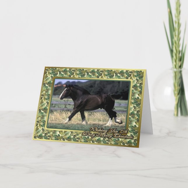 Festividades Cartão de Natal do vazio do cavalo de esboço do (Frente)