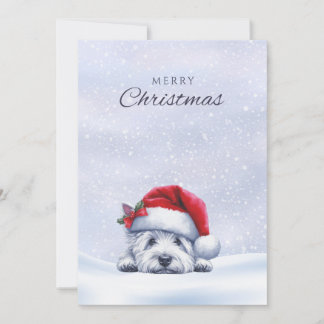 Festividades Cartão de Natal do Westie de Inverno na Neve