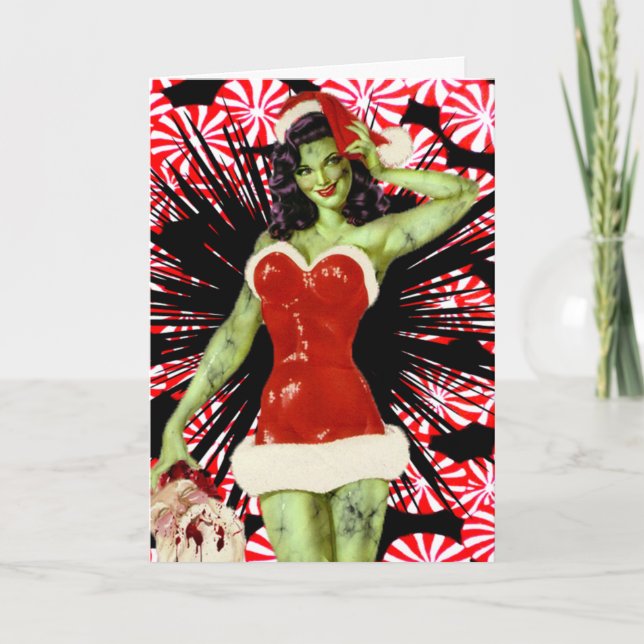 Festividades Cartão de Natal do zombi do Peppermint (Frente)