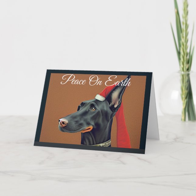 Festividades Cartão de Natal Doberman Pinscher (Frente)