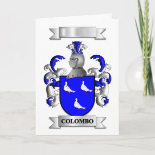 Festividades Cartão de Natal Dobrado Colombo Sobrenome e Escudo