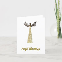 Cartão de Natal Dobrado com Bênçãos de Anjo