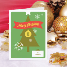 Cartão de Natal Dobrado com Ícones de Natal Monogr