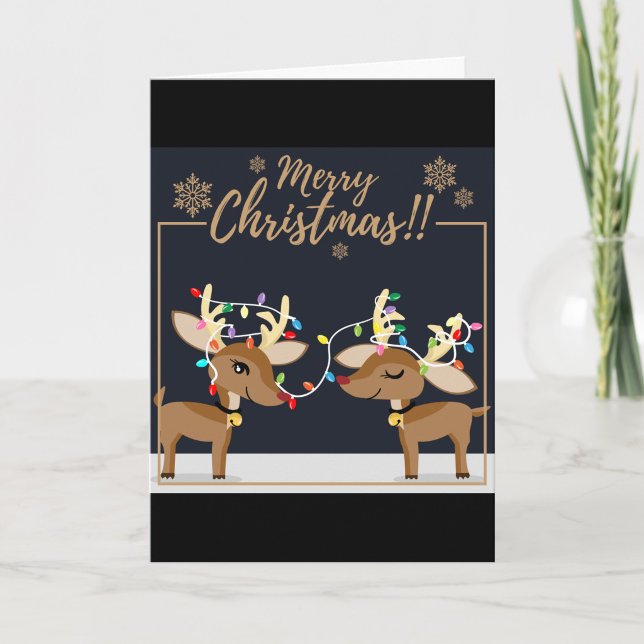 Festividades Cartão de Natal Dobrado com Renas ("Christmas Card illustration")