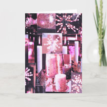 Cartão de Natal Dobrado com Velas e Brilhos de Nat