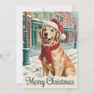 Festividades Cartão de Natal Dobrado do Golden Retriever