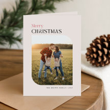 Cartão de Natal dobrado preto e vermelho com foto 