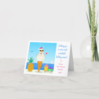 Festividades Cartão de Natal Dobrável com Papai Noel Tropical