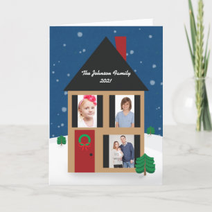 Festividades Cartão de Natal Dobrável de Casa com Foto Personal