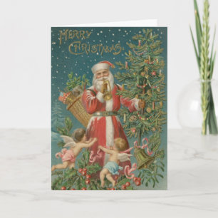 Festividades Cartão de Natal dos anjos do papai noel do