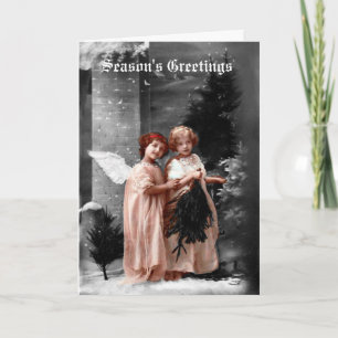 Festividades Cartão de Natal dos anjos do Victorian, cerca de