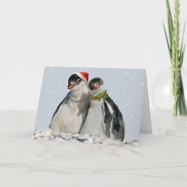 Festividades Cartão de Natal dos pinguins do partido (Frente)