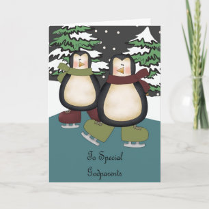 Festividades Cartão de Natal dos pinguins dos Godparents