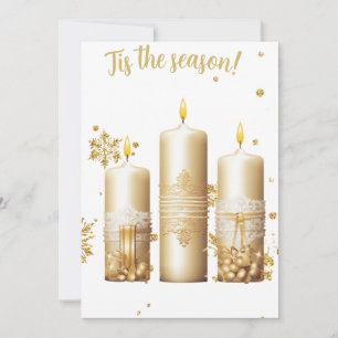 Festividades Cartão de Natal Dourado com Velas