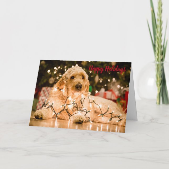 Festividades Cartão de Natal dourado do feriado do Doodle (Frente)