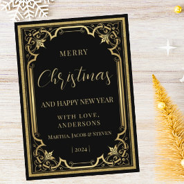 Festividades Cartão de Natal dourado elegante e sofisticado