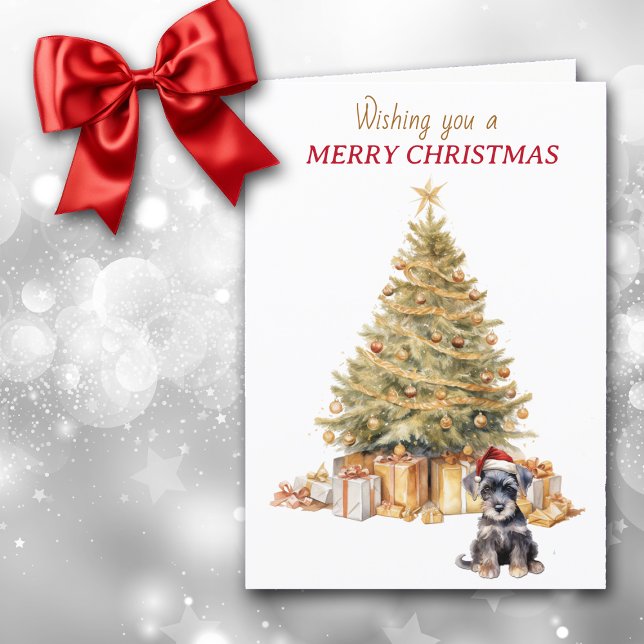 Festividades Cartão de Natal Dourado Schnauzer (Criador carregado)