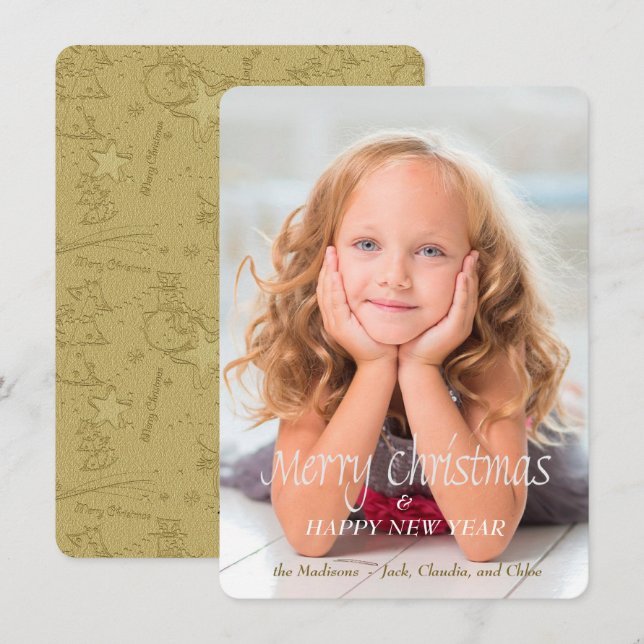 Festividades Cartão de Natal Dourado Snowman Scribble (Frente/Verso)