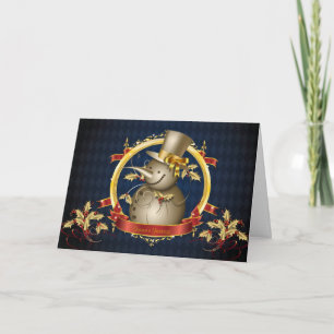 Festividades Cartão de Natal Dourado Snowmen